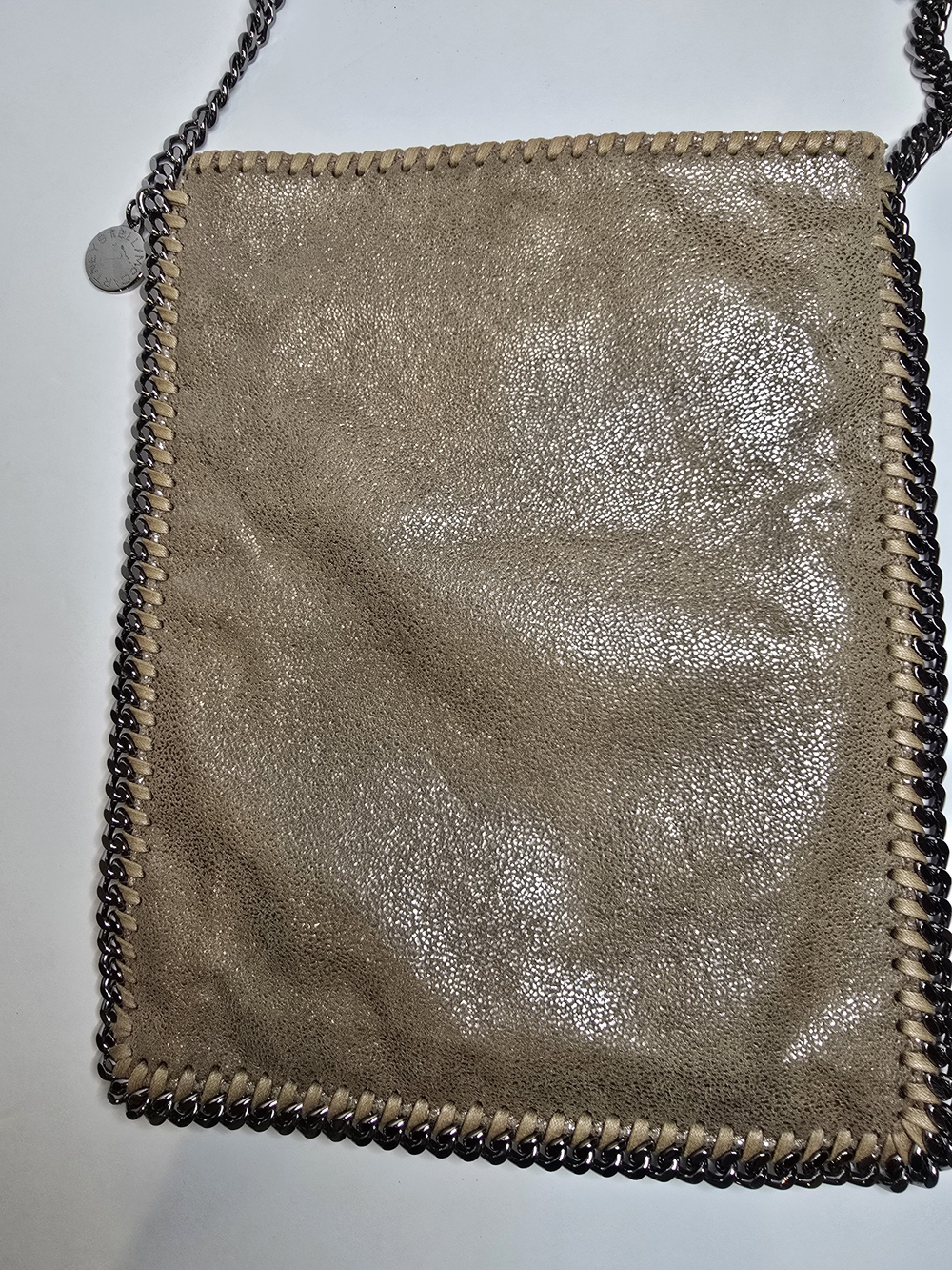Stella McCartney Taupe Shiny Chain-Trim Crossbody - Picture 2 of 12